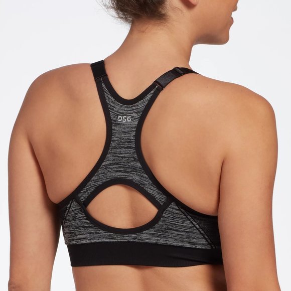 NWT DSG Women's Seamless Front Zip Sports Bra Size XS Space White/Blk $30 P136 - Picture 3 of 3